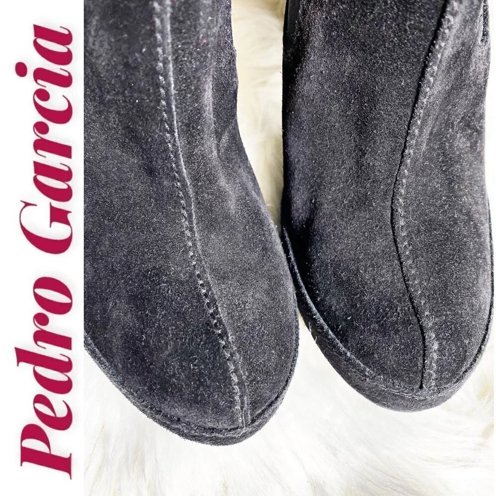 PEDRO GARCIA SUEDE LEATHER‎ PLATFORM CHELSEA BOOTIE STILETTO BLACK, Size 40